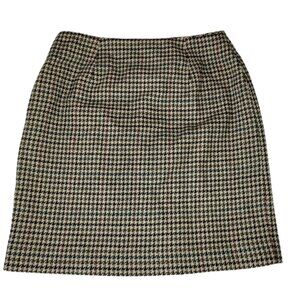 Incognito Vitg 70s Tan Multi Houndstooth Wool Blend Lined Mini Skirt  Size 8